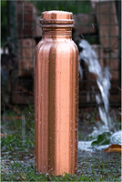 Botella de Agua Unisex Clásica de 1000 ml, Apta para Refrigerador, 99% Cobre Puro, Revestimiento Ecológico Anticorrosión, con Tapa y Agarre