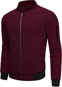 Blouson aviateur kaki foncé d'hiver léger pour hommes, décontracté avec poches latérales confortables réglables, poignets élastiques à fermeture éclair sur le devant - Product Image 3