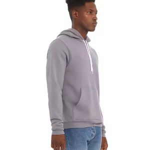 เสื้อพูลโอเวอร์ผู้ชายผ้าฝ้ายฟลีซ 100% หนานุ่มสำหรับฤดูหนาว ทรงปกติ ไหล่ตก สไตล์สตรีทแวร์ มีกระเป๋า ปักลาย ซับในผ้าซาติน - Product Image 5