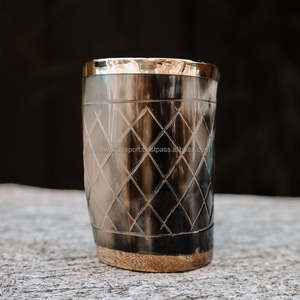 ถ้วย Karvin ทรงเขาควายงานทำมือคุณภาพระดับพรีเมี่ยม100% สีธรรมชาติทนทานดีไซน์โบราณ BH-314งานฝีมือดีไซน์แบบ Buraq Handicrat - Product Image 6