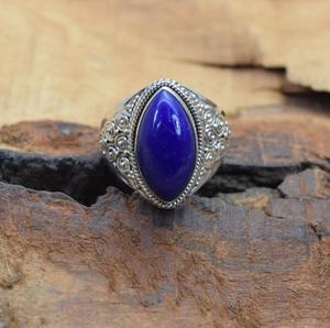 แหวนเงินทำด้วยมือสไตล์ Boho เครื่องประดับ925เงินแท้เครื่องประดับอัญมณี Lapis ยอดนิยมสำหรับผู้หญิงของขวัญสำหรับผู้หญิงสำหรับเธอ - Product Image 4