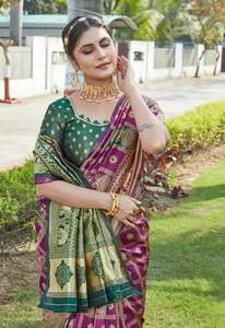 Nouvelle collection de saris en soie Banarasi pour femmes NEETA CREATION, tenues de mariage, de festival et de soirée, tissage doux, pièces de chemisier incluses. - Product Image 4
