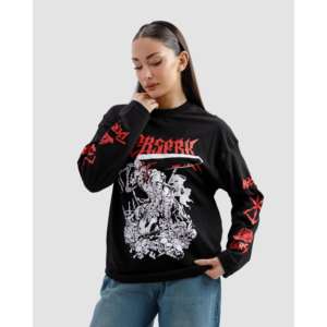 T-shirt pour femme Berserk, tissu jersey 100% coton, 220 GSM, noir, imprimé en sérigraphie - Product Image 3