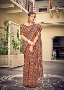 เสื้อส่าหรีคอตตอนเนื้อนุ่มผ้าลินินเนื้อนุ่มลายแฟนซีใส่ในเทศกาลสีสุดเจ๋งสินค้าขายดีทั่วโลก - Product Image 3