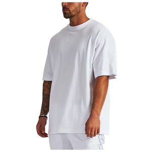 Camisetas gráficas 100% algodón liso de gran tamaño para hombres, camisetas de peso pesado, logotipo de pantalla 3D personalizado, Camiseta con estampado de pantalla para hombres - Product Image 5