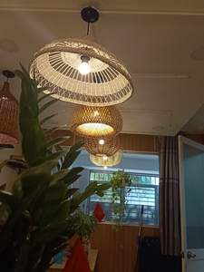 Meilleure nouvelle collection jonc de mer rotin raphia plafonnier en bois abat-jour cadre vente en gros bon prix restaurant hôtel décor - Product Image 4