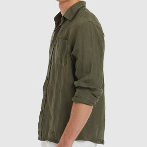 Camicia Casual in <span class=keywords><strong>Lino</strong></span> a Maniche Lunghe da <span class=keywords><strong>Uomo</strong></span>, Camicia con Bottoni, 100% <span class=keywords><strong>Lino</strong></span>, Blusa da <span class=keywords><strong>Uomo</strong></span>, Abbigliamento Maschile Sostenibile - Product Image 2