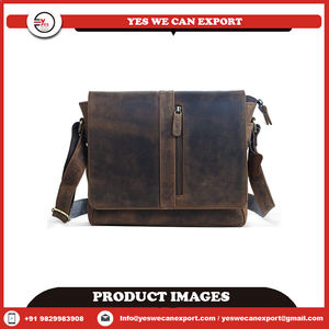 Sac Messager à Double Poche en Cuir Véritable Vintage Bohème Unisexe Logo Personnalisable à la Mode pour Quotidien - Product Image 6