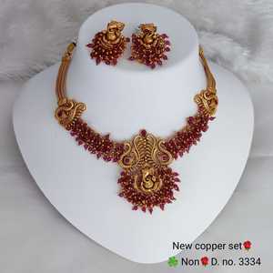 Conjunto de joyería Motipearl templo del sur de la India, joyería de boda antigua tradicional, chapado en oro pesado y gargantilla, conjunto de collar para mujer - Product Image 3