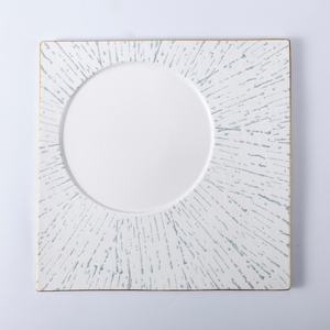 Assiettes carrées de luxe dorées, décoratives, italiennes, dessinées à la main, haut de gamme, personnalisées, noires et blanches, pour restaurants et mariages - Product Image 2