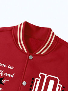 Vestes universitaires en velours côtelé pour femmes grandes tailles, imprimées avec un logo personnalisé, coupe-vent, respirantes, en coton et laine - Product Image 2