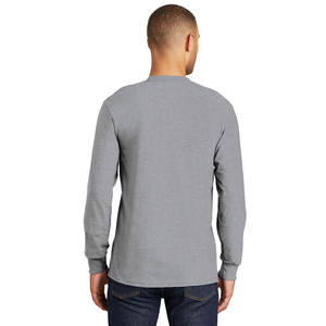 Chemises à manches longues pour hommes T-shirt en coton solide à ourlet incurvé Chemise d'automne pour hommes Streetwear d'entraînement - Product Image 5