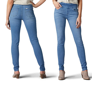 Pantalons grande taille 2025, jeans XS-6XL, jeans à plis superposés, jeans tendance taille haute, jeans unis, bas en coton, prix de gros OEM - Product Image 1