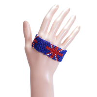 Bracelet brodé à la main NOVA STAR CRAFT avec perles de rocaille, motifs personnalisés du drapeau russe, tendance, certifié IGI, cadeau unisexe