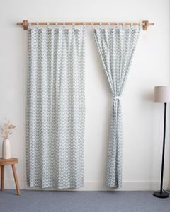 Juego de Cortinas de Algodón Sanganeri 100% Orgánico, Estampadas a Mano con Diseño Floral y Ondulado, para el Hogar - Product Image 1