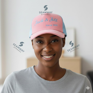 Jack and Jill Of America Custom Trucker Hat Mesh Back cap High Quality Casual Embroidered Snapback Front <b>Foam</b> Curved Visor Mesh - Product Image 4