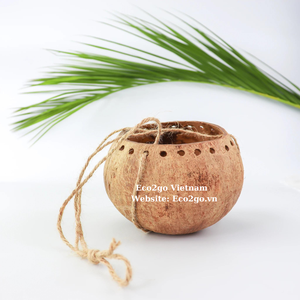 Cuenco de cáscara de coco 100% Natural, soporte para maceta, olla colgante de cáscara de coco para plantas y flores en Vietnam - Product Image 1