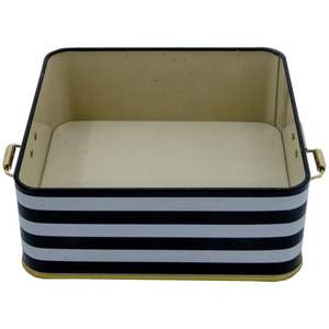 กล่องเก็บโลหะทรงสี่เหลี่ยม1.9L ตะขอลวดขนาด158x158x87มม. และฝาปิดโปร่งใสลายเส้นสีขาวดำ158x158x87มม. กล่องโลหะ - Product Image 5