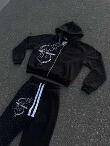 กางเกงวอร์มทรงหลวมผ้าฟลีซโอเวอร์ไซส์สำหรับผู้ชายกางเกงขาบานผ้าคอตตอนผ้าเฟรนช์เทอร์รี่ออกแบบได้ตามที่ต้องการ - Product Image 4