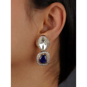 Conjunto de collar de joyería fina azul estilo Polki sintético PK-S10B - Product Image 2