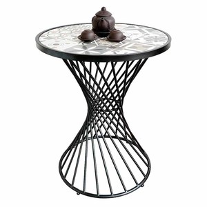 Contemporary Round Living Room <b>Coffee</b> <b>Table</b> CFD68148 with Ceramic Top and Iron <b>Legs</b> Stylish Decorative Furniture - Product Image 2
