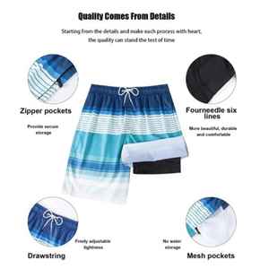 Nouveau design personnalisé Short de bain pour hommes Pantalon de plage en tissu à séchage rapide pour garçons - Product Image 5