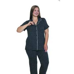 Battal Conjunto de pijama de manga corta con botones delanteros para mujer Ropa de dormir de talla grande para mujer Hecho en Turquía