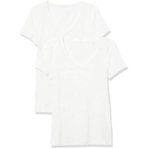 Camiseta Corta de Verano para Mujer, 100% Algodón Tejido, Antiarrugas, Cuello en V, Manga Corta, con Logotipo Personalizado, Nuevo Diseño 2026, 180g - Product Image 6