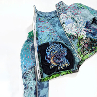 Veste en jean pour homme DiZNEW, faible MOQ, vêtements pour homme, broderie personnalisée, patchwork artisanal, denim lourd, design de créateur