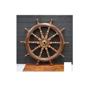 Volant de bateau en bois de plage nautique longue durée, maison solide, bateau d'intérieur, bateau, roue en bois pour la décoration - Product Image 1