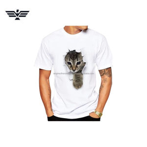 T-shirt en coton blanc tricoté avec logo graphique 3D personnalisé pour homme, unisexe, vêtements décontractés - Product Image 3