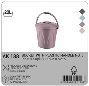 20L <b>Plastic</b> <b>Water</b> Bucket With Handle Durable Multipurpose Storage <b>Container</b> for Indoor and Outdoor Use Eco-Friendly Design - Product Image 2