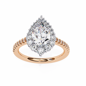 Bague de fiançailles personnalisée de luxe pour femme, forme goutte d'eau, deux tons, croisée, cadeau de mariage, perle plaquée or 14 carats, laboratoire - Product Image 4