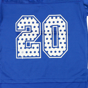Zeta Phi Beta <b>Kids</b> Football Jersey Royal Blue 100% Polyester Embroidered Logos Number 20 V Neck Double Striped Sleeves - Product Image 6