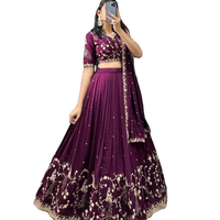 Designer Soie Lehenga Choli Avec Imprimé Avec Paillettes Dentelle Bordure Mariée Lehenga Choli Avec Travail Lourd