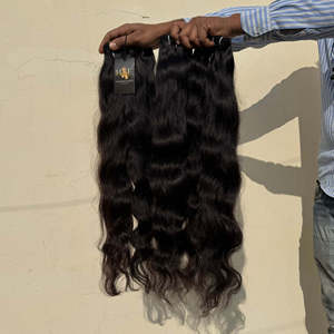 Tissage en lot de cheveux humains Temple Raw avec fermeture HD, faisceaux de cheveux ondulés profonds, faisceaux de cheveux humains ondulés Temple Indian - Product Image 1