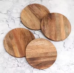 Ensemble de sous-verres décoratifs en bois, tapis de tasse naturels rustiques faits à la main pour table à manger, café, thé, bière, cuisine, bar, sous-verres modernes - Product Image 2