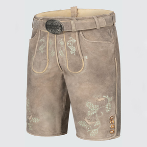Fabricación al mejor precio logotipo personalizado hombres Lederhosen / 2025 superventas ligero hombres bávaros Lederhosen pantalones cortos - Product Image 4