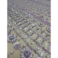 Tissu en dentelle de luxe Fleur de lilas brodé à la main 100% polyester pour rideaux, respirant et transparent - Articles en stock