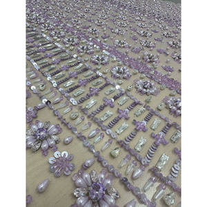 Lilac Blossom Luxury Lace Fabric Hand <b>Embroidered</b> 100% Polyester Net for <b>Curtains</b> Breathable and Sheer In-Stock Items - Product Image 3