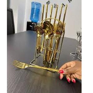 Abordable Brass Royal Comestible 24pcs Couverts Sets Dernier acier inoxydable avec emballage Boîte cadeau Ustensiles de cuisine - Product Image 6