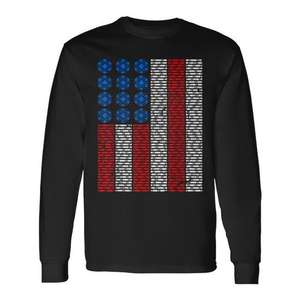 <b>Poker</b> <b>Chips</b> American Flag Long Sleeve T-Shirt Red Blue USA Card Player Design - Product Image 1