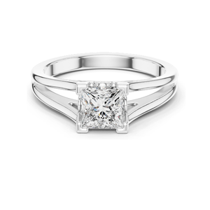 Bague de fiançailles en diamant de laboratoire taille princesse 1,04 CT VVS-VS EF CVD, or 18K, 14K, 10K et argent 925, rose, jaune - Product Image 3