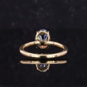 Oval 1,50 Ct Solitaire 1,50 Gris Moissanite Anillo de compromiso Oro amarillo Boda Anillo nupcial 1 unid/set - Product Image 6