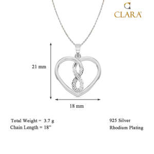 Collier chaîne pendentif cœur infini CLARA en argent sterling 925, géométrique, or blanc, or rose, diamant, zircon, perle, tendance - Product Image 4