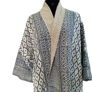 Chaqueta de manga larga con estampado Floral para mujer, chaqueta de invierno hecha a mano, color gris - Product Image 1