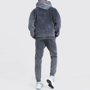 Custom <b>Tracksuits</b> Men Distressed Embroidery Logo Acid Washed Flared Sweat Pants Jogging Suits <b>Vintage</b> Hoodies and Sweatpants Set - Product Image 2