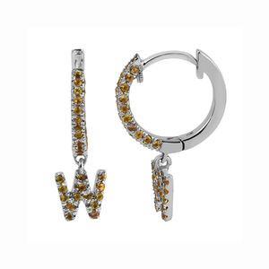 Boucles d'oreilles créoles élégantes pour femmes, rhodiées, argent sterling 925, grenat naturel, pierre précieuse, lettre G, cadeau pour anniversaire ou fête - Product Image 4