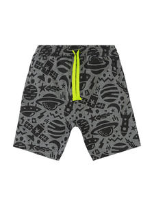 Conjunto de camiseta y pantalones cortos gris informal Space Boy, Jersey de algodón de manga corta, camisetas y pantalones cortos estampados de dos piezas - Product Image 6