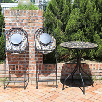 Ensemble de table et de chaises pliantes en fer forgé, ensemble de bistrot en mosaïque, mobilier d'extérieur, ensemble de salle à manger de jardin en 3 pièces